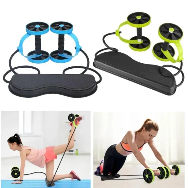 Abs Wheels Roller Abdominal Muscle Resistance Pull Rope Trainer