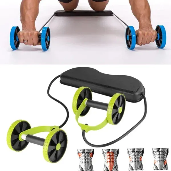 Abs Wheels Roller Abdominal Muscle Resistance Pull Rope Trainer