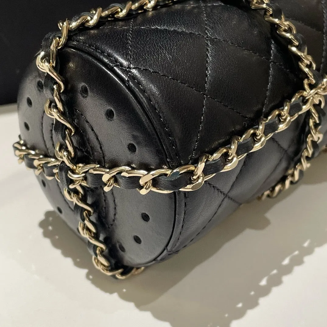 Chanel 2019CC Black Leather Water Bottle Bag