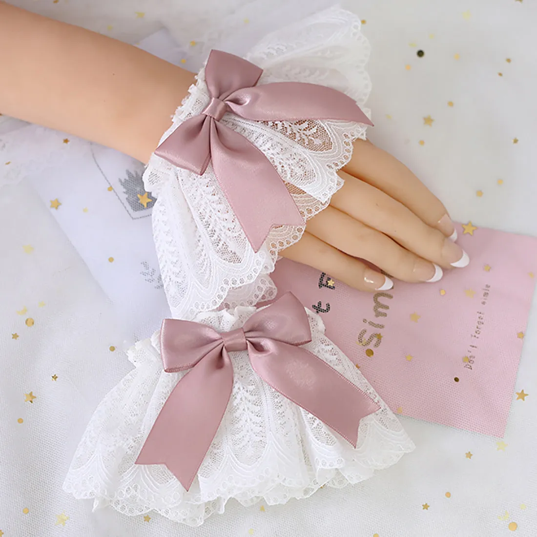 Cute Lolita Ribbon Bow Lace Wristband