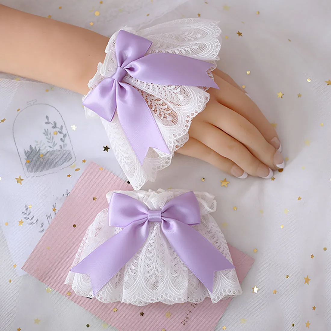 Cute Lolita Ribbon Bow Lace Wristband