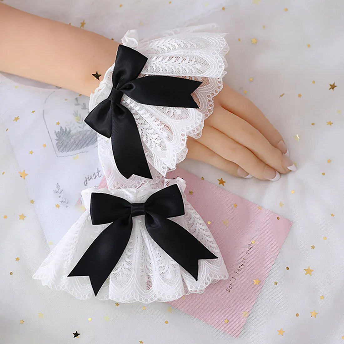 Cute Lolita Ribbon Bow Lace Wristband