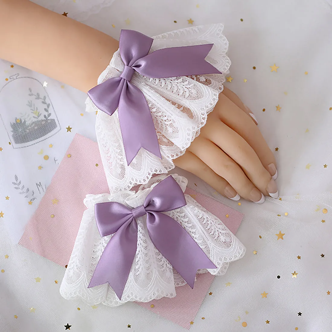 Cute Lolita Ribbon Bow Lace Wristband