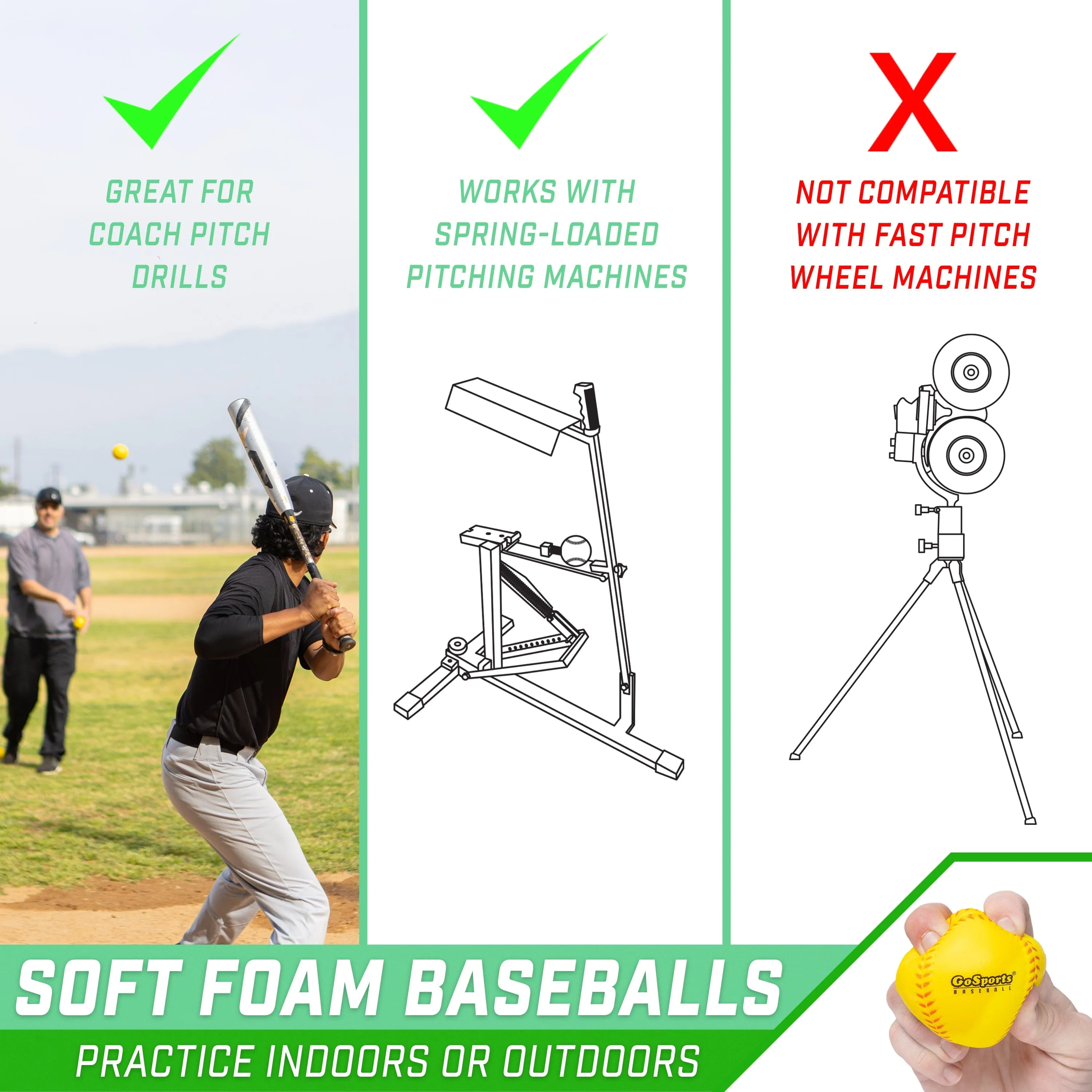GoSports Foam Training Baseballs - 12-Pack