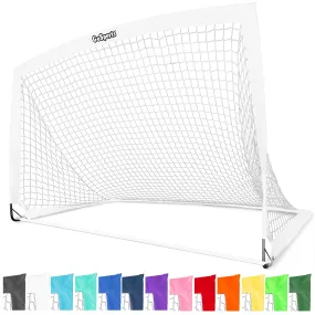 GoSports Team Tone 6 ft x 4 ft Portable Soccer Goal for Kids - Pop Up Net for Backyard - White