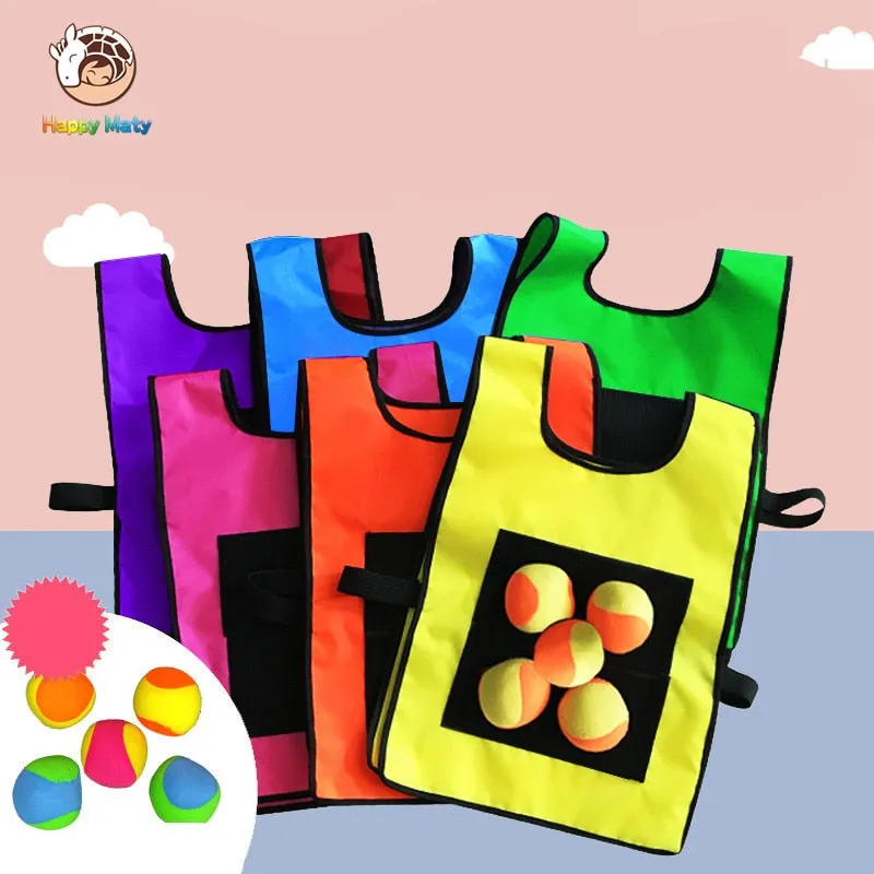 Happymaty Game Props Vest Sticky Jersey Vest Game Vest Waistcoat With Sticky Ball Throwing Children Kids Outdoor Fun Sports Toy