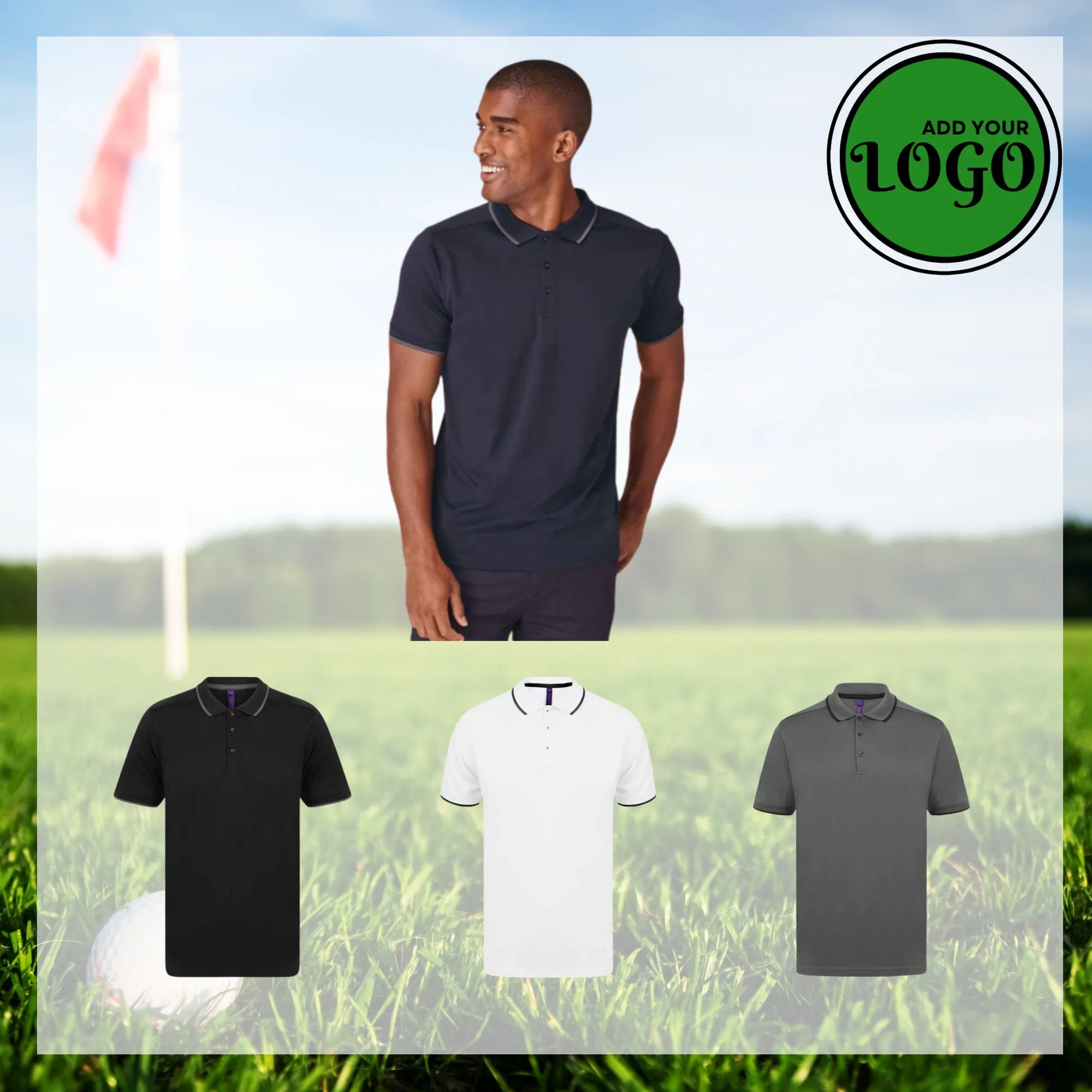 Henbury HiCool® Premium Tipped Polo Shirt