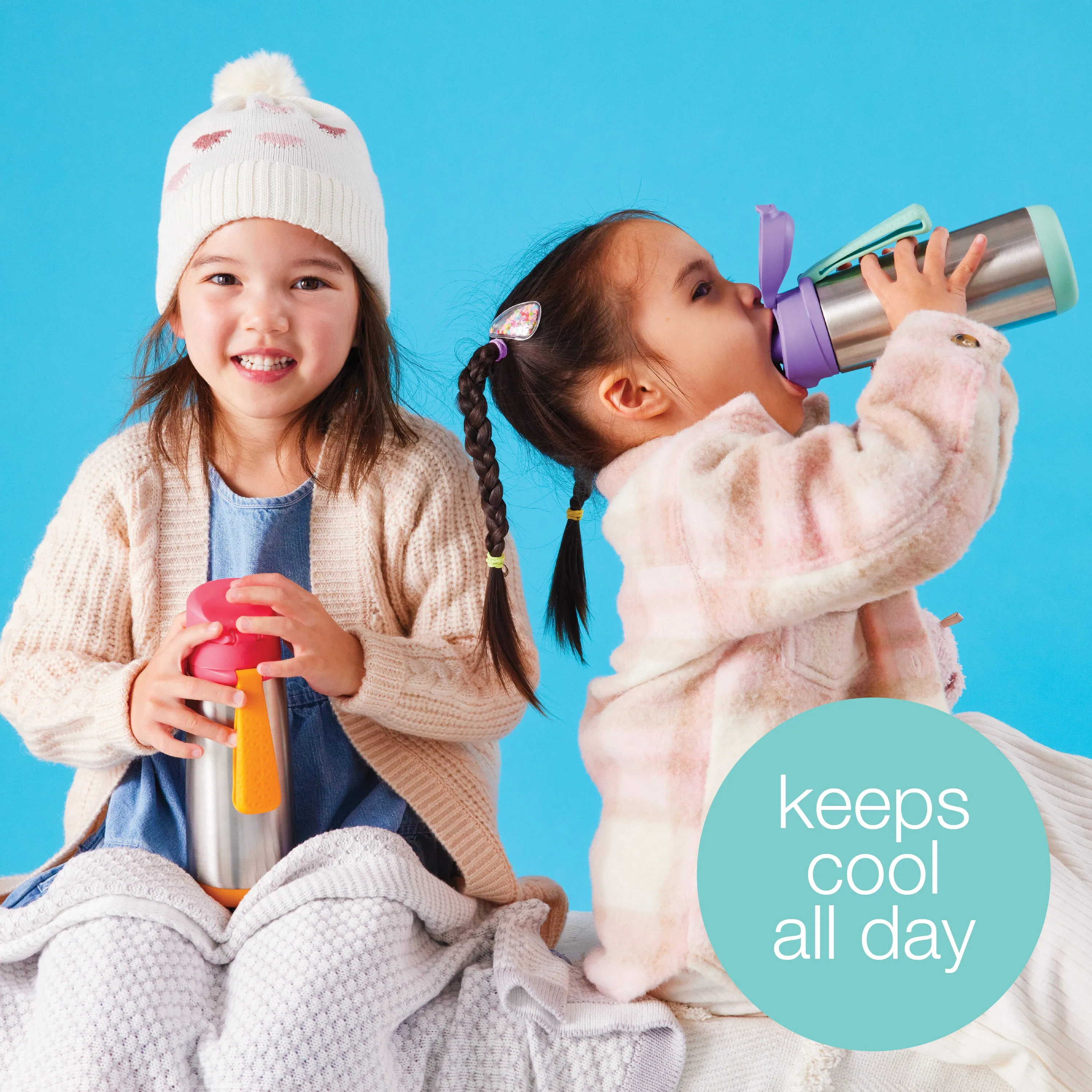 Insulated Sport Spout Drink Water Bottle 500ml Blue