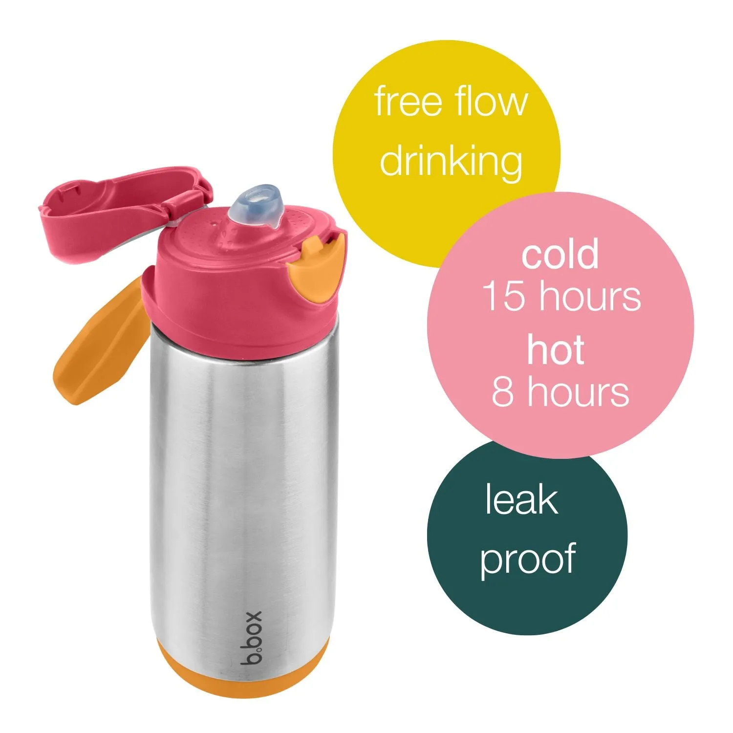Insulated Sport Spout Drink Water Bottle 500ml Shake Pink