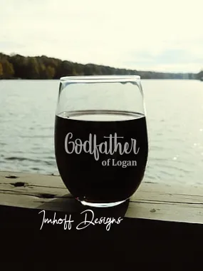 Personalized Godfather Gift | Wine Glass | Godfather Script