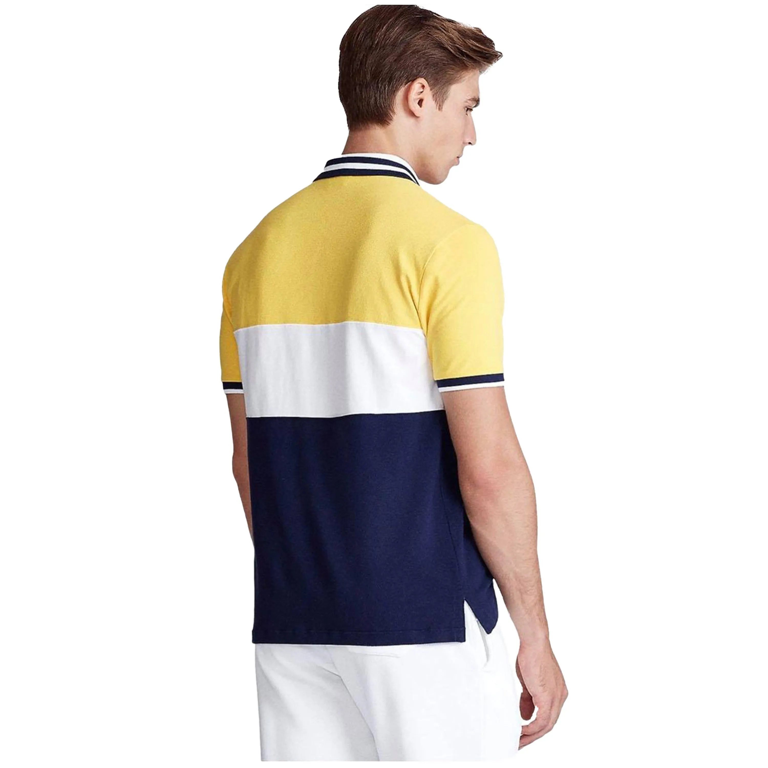 Polo Ralph Lauren Men's Custom Slim-Fit Mesh Polo (Chrome Yellow Multi)