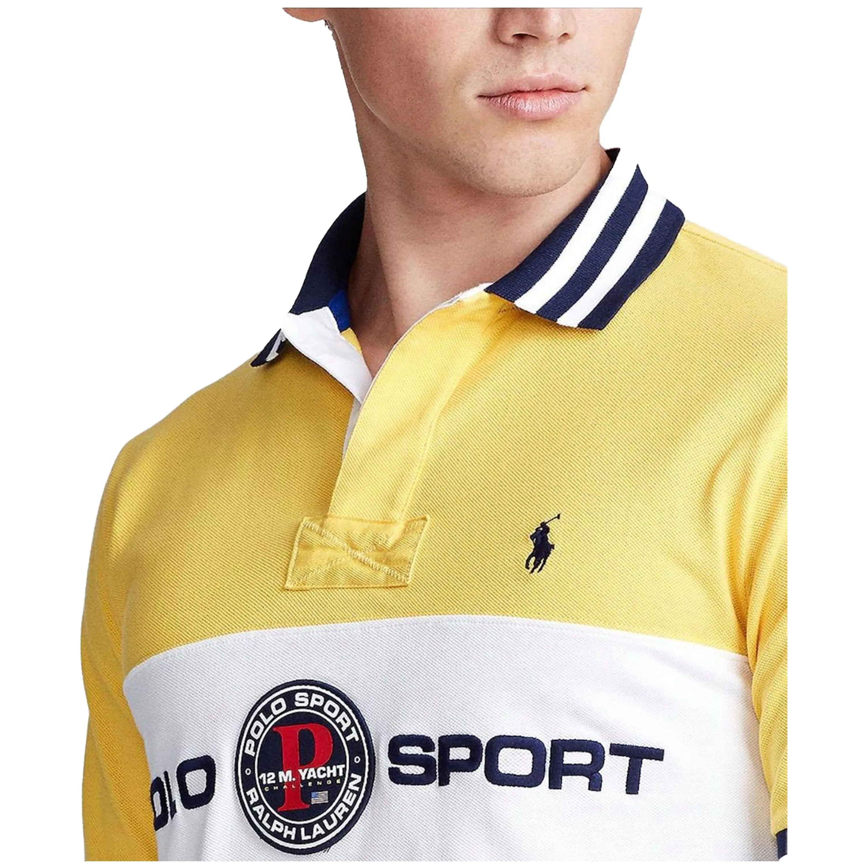 Polo Ralph Lauren Men's Custom Slim-Fit Mesh Polo (Chrome Yellow Multi)
