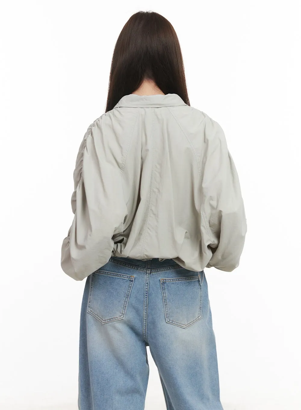 Shirred Crop Windbreaker Jacket CM511