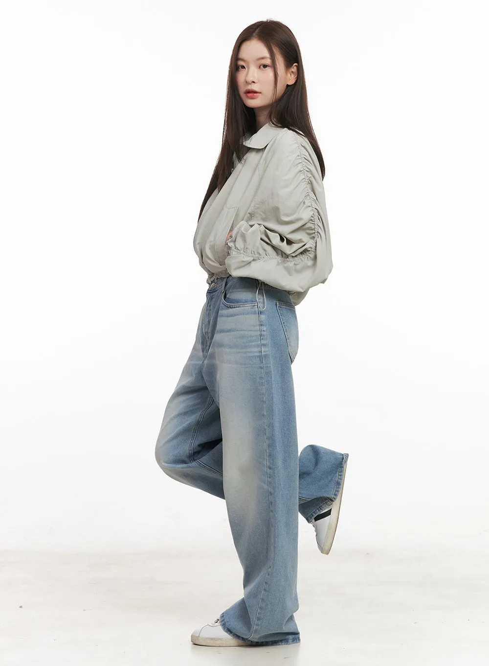Shirred Crop Windbreaker Jacket CM511