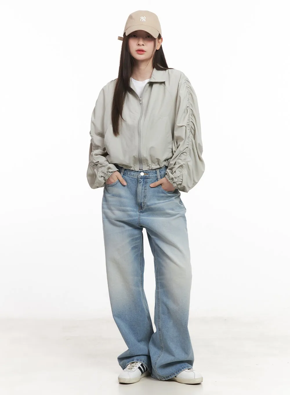 Shirred Crop Windbreaker Jacket CM511