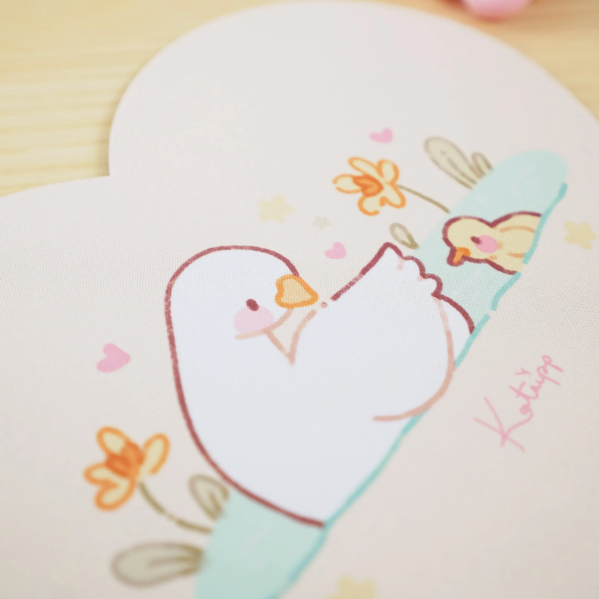 Spring Ducks & Daffodils Mouse Mat | Mother Duck & Tuffy | Pastel Kawaii Desk Pad for Mother’s Day