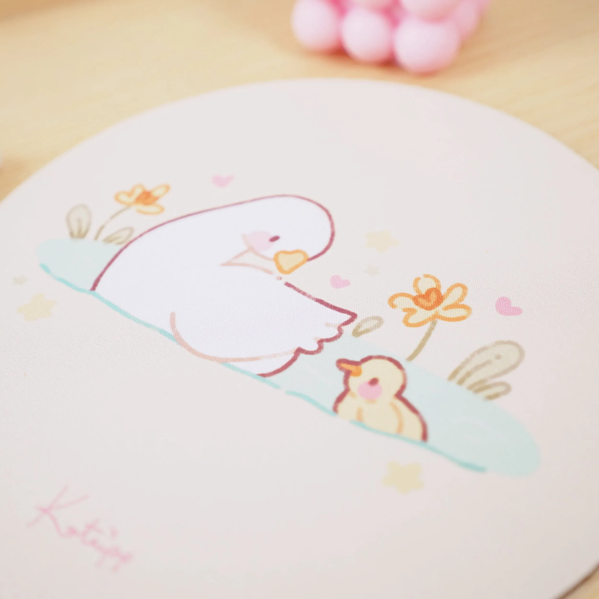Spring Ducks & Daffodils Mouse Mat | Mother Duck & Tuffy | Pastel Kawaii Desk Pad for Mother’s Day