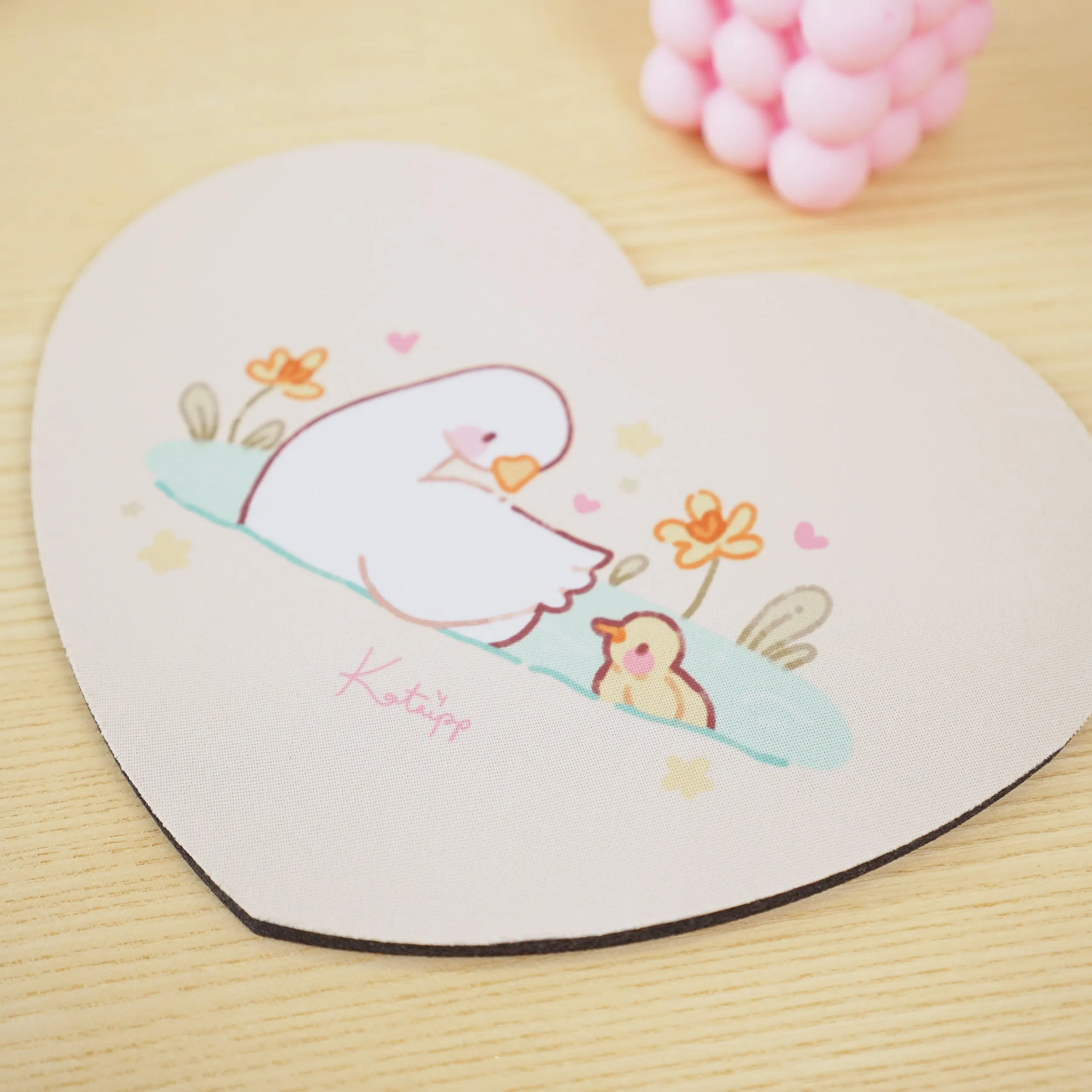 Spring Ducks & Daffodils Mouse Mat | Mother Duck & Tuffy | Pastel Kawaii Desk Pad for Mother’s Day