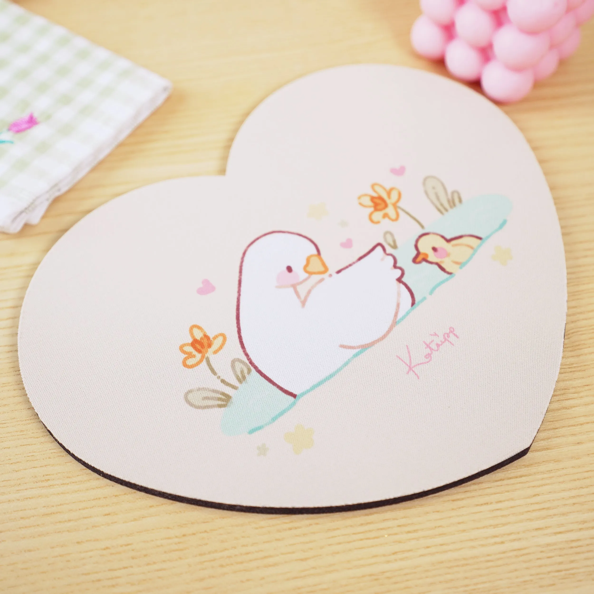 Spring Ducks & Daffodils Mouse Mat | Mother Duck & Tuffy | Pastel Kawaii Desk Pad for Mother’s Day