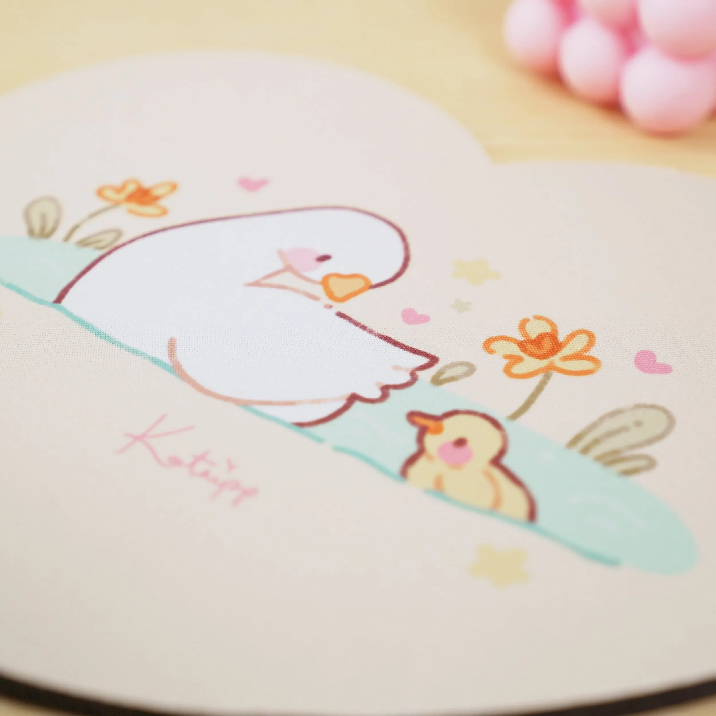 Spring Ducks & Daffodils Mouse Mat | Mother Duck & Tuffy | Pastel Kawaii Desk Pad for Mother’s Day