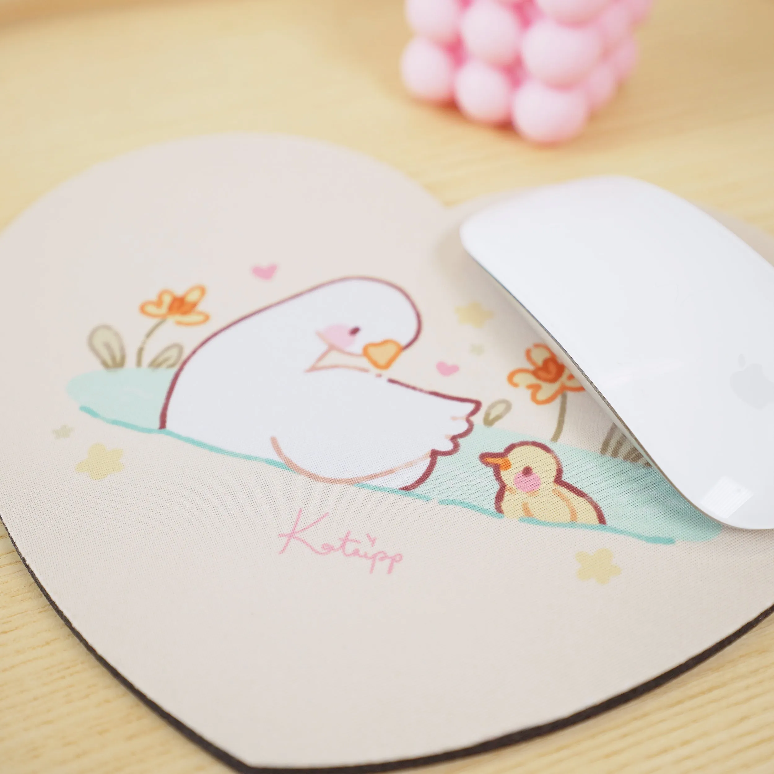 Spring Ducks & Daffodils Mouse Mat | Mother Duck & Tuffy | Pastel Kawaii Desk Pad for Mother’s Day