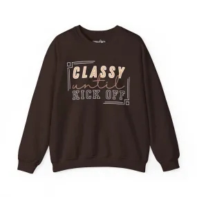 Women’s Heavy Sweatshirt – “Classy Until Kickoff” | Cozy and Stylish Game Day Pullover