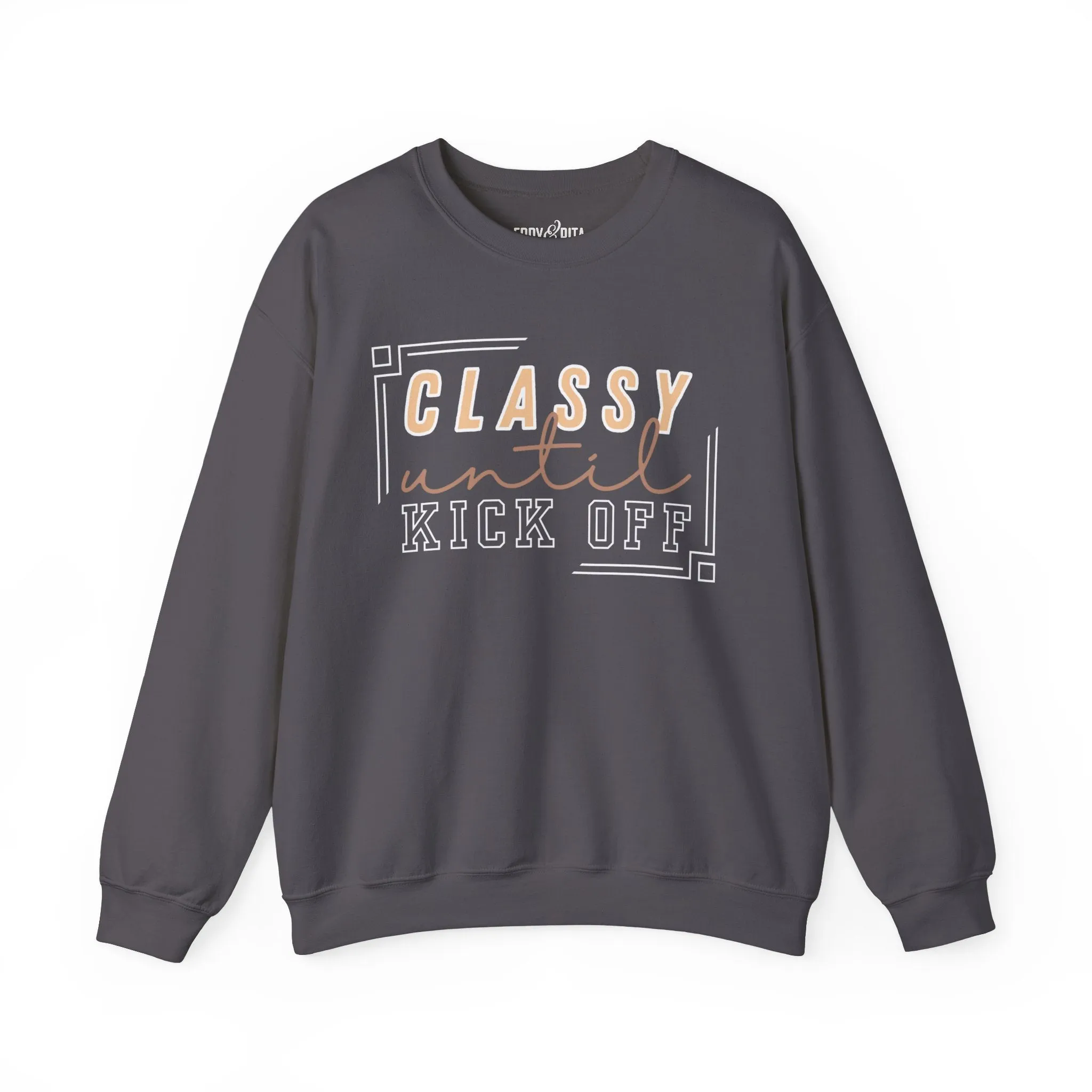 Women’s Heavy Sweatshirt – “Classy Until Kickoff” | Cozy and Stylish Game Day Pullover